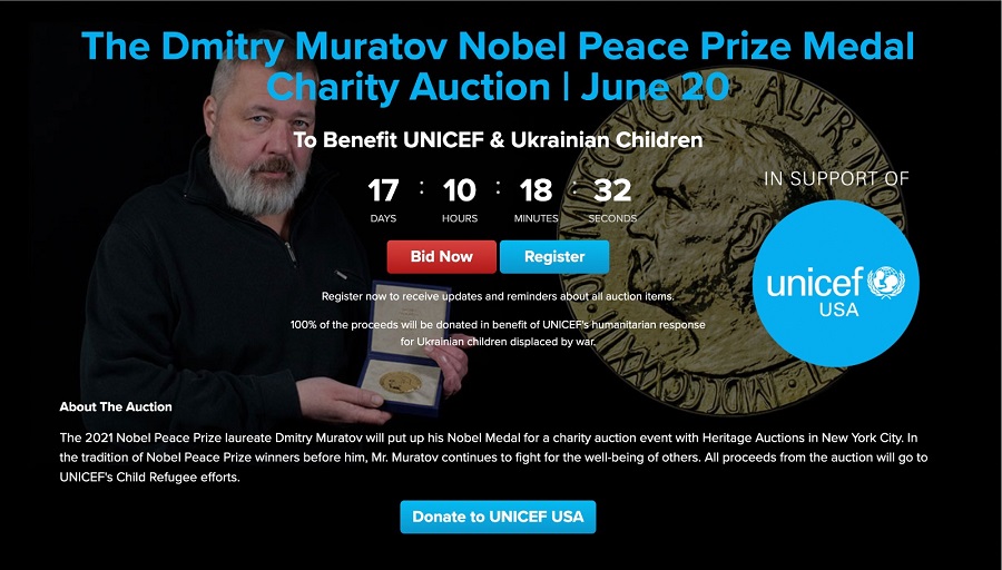 leilão medalha Nobel da Paz