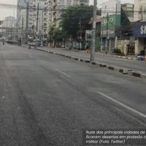Mianmar golpe rua vazia