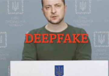 Presidente Zelensky da Ucrânia em vídeo deepfake