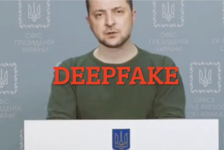 Presidente Zelensky da Ucrânia em vídeo deepfake