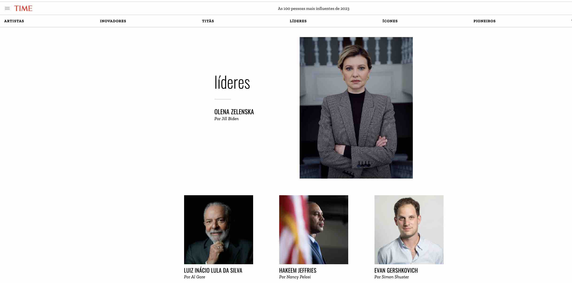 Olena Zelenska 100 pessoas mais influentes revista Time