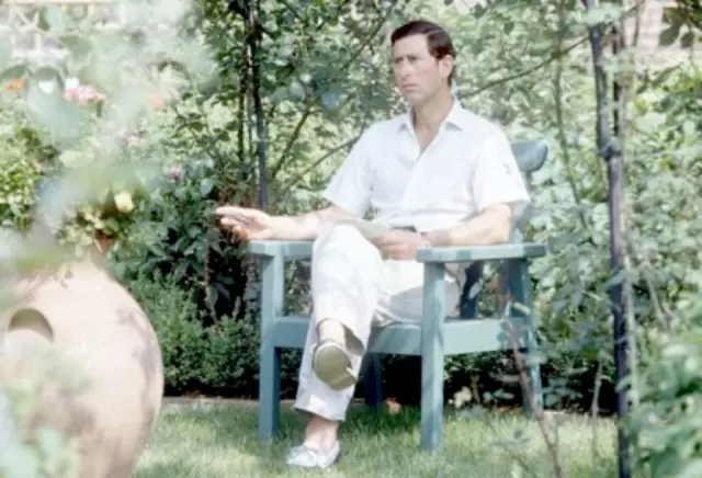 Charles sentado no jardim de casa Getty Images