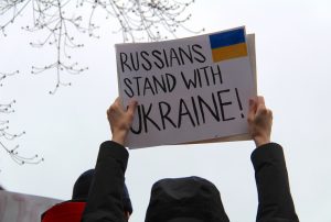 Protesto contra a guerra da Rússia na Ucrânia