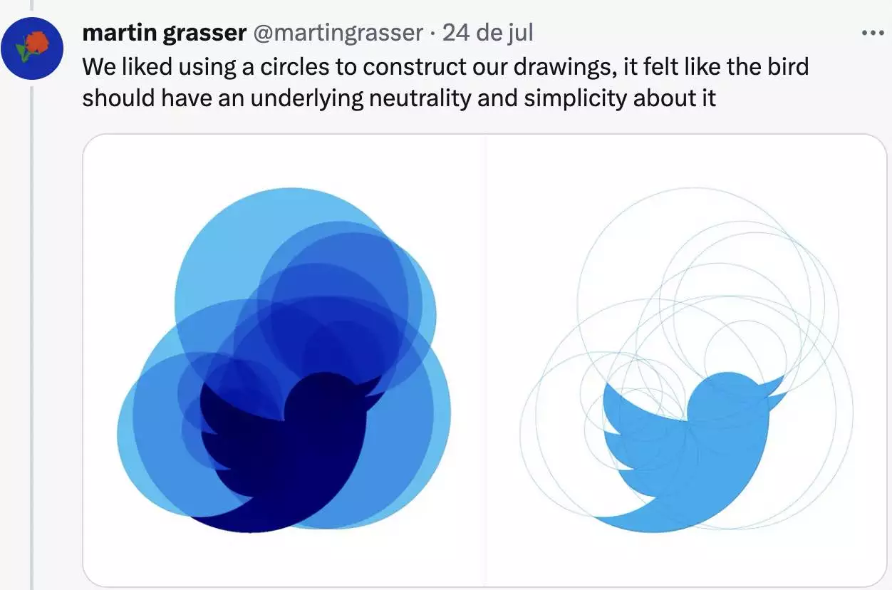 Designer responsável pela marca do pássaro do Twitter usou círculos para chegar à forma final 