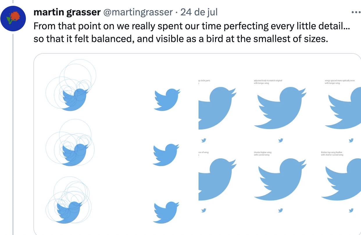Designer que criou marca Twitter mostrou estudos usados para que o pássaro fosse identificado mesmo em tamanho pequeno 