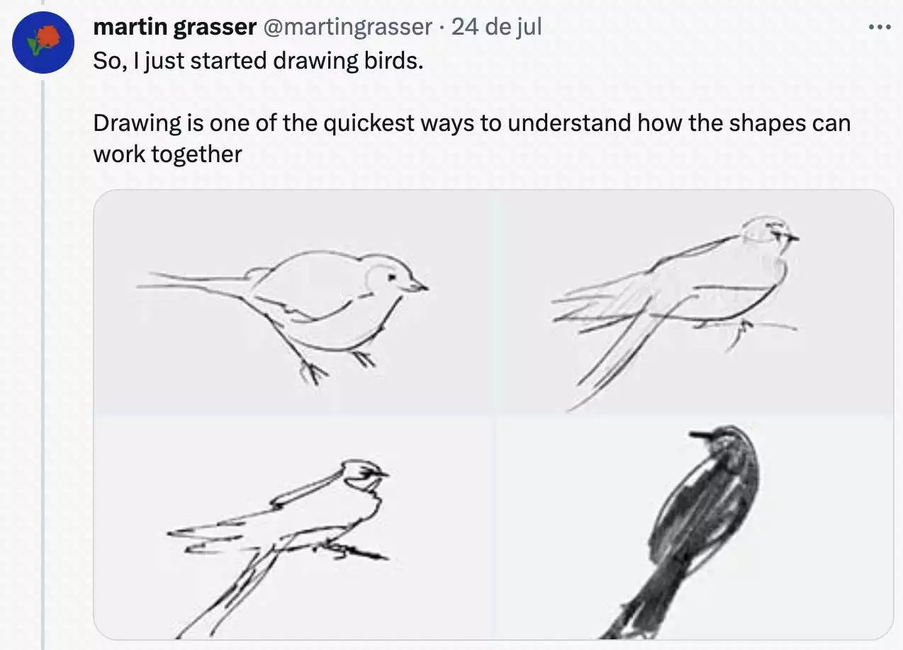 Primeiros desenhos da logomarca pássaro do Twitter