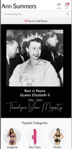 Ann Summers rainha Elizabeth homenagens