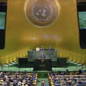 António Guterres, Secretárlo-Geral da ONU, discursa na 78ª Assembleia Geral da organização, cuja aprovação caiu em vários países