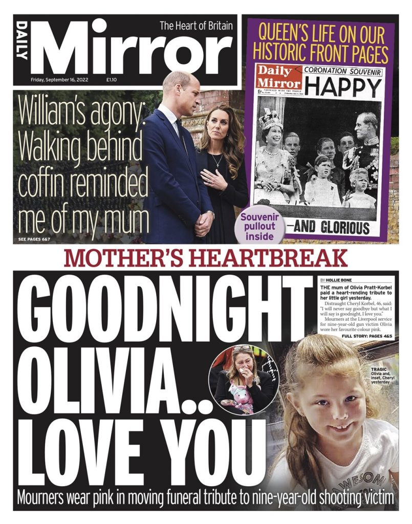 Daily Mirror elório rainha Elizabeth rei Charles monarquia Londres Reino Unido