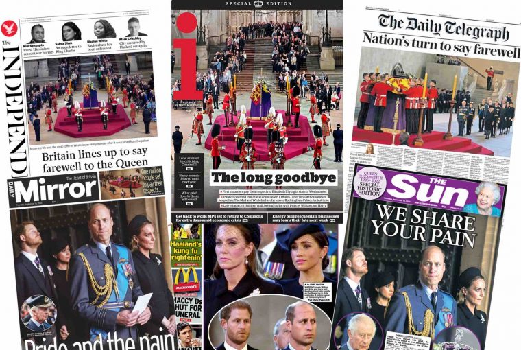 Jornais Rainha Elizabeth fila velório Londres William Harry monarquia