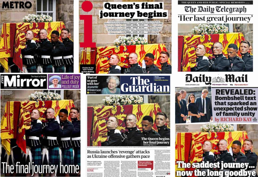Rainha Elizabeth cortejo fúnebre na Escócia na mídia britânica