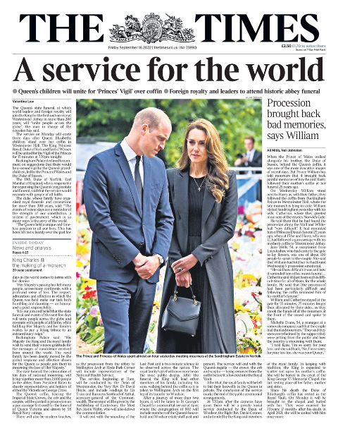 The Times velório rainha Elizabeth rei Charles monarquia Londres Reino Unido