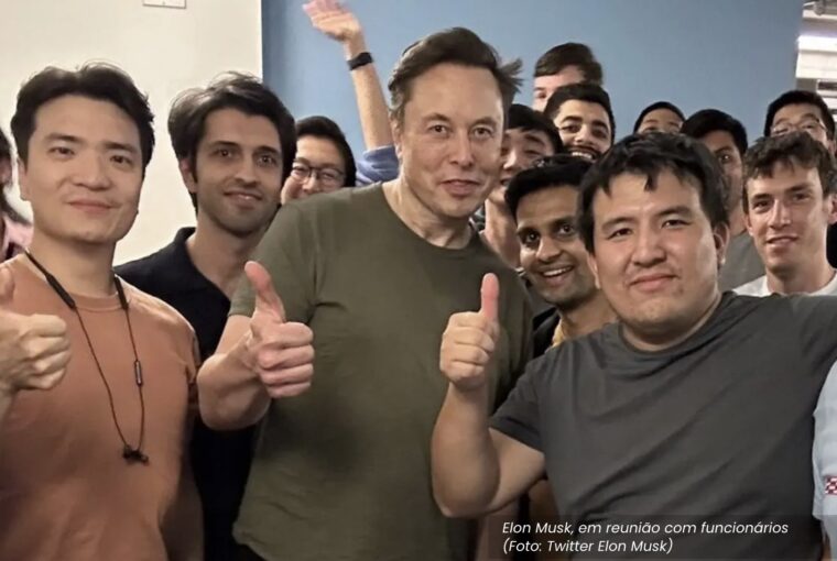 Elon Musk em reunião com funcionários do Twitter / X