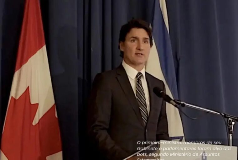 Justin Trudeau, primeiro-ministro do Canadá, foi alvo de rede de spam associada à China