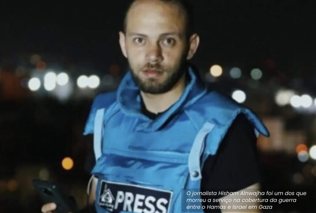 Hisham Alnwajha, jornalista palestino morto em Gaza, é um dos crimes de guerra denunciados pela RSF ao Tribunal de Haia