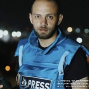 Hisham Alnwajha, jornalista palestino morto em Gaza, é um dos crimes de guerra denunciados pela RSF ao Tribunal de Haia