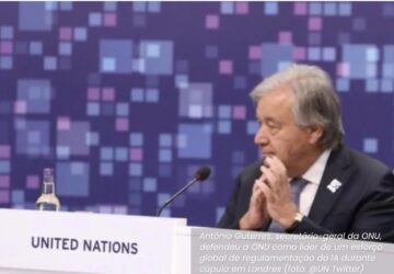 António Guterres, secretário-geral da ONU, falou em Londres sobre regulamentação da inteligência artificial (IA)