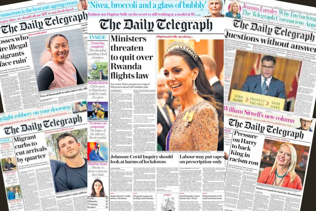 Capas jornal Daily Telegraph