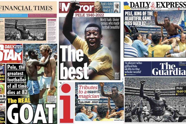 morte Pelé jornais ingleses imprensa britânica rei do futebol