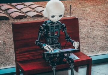 Robô escrevendo Inteligência artificial jornalismo