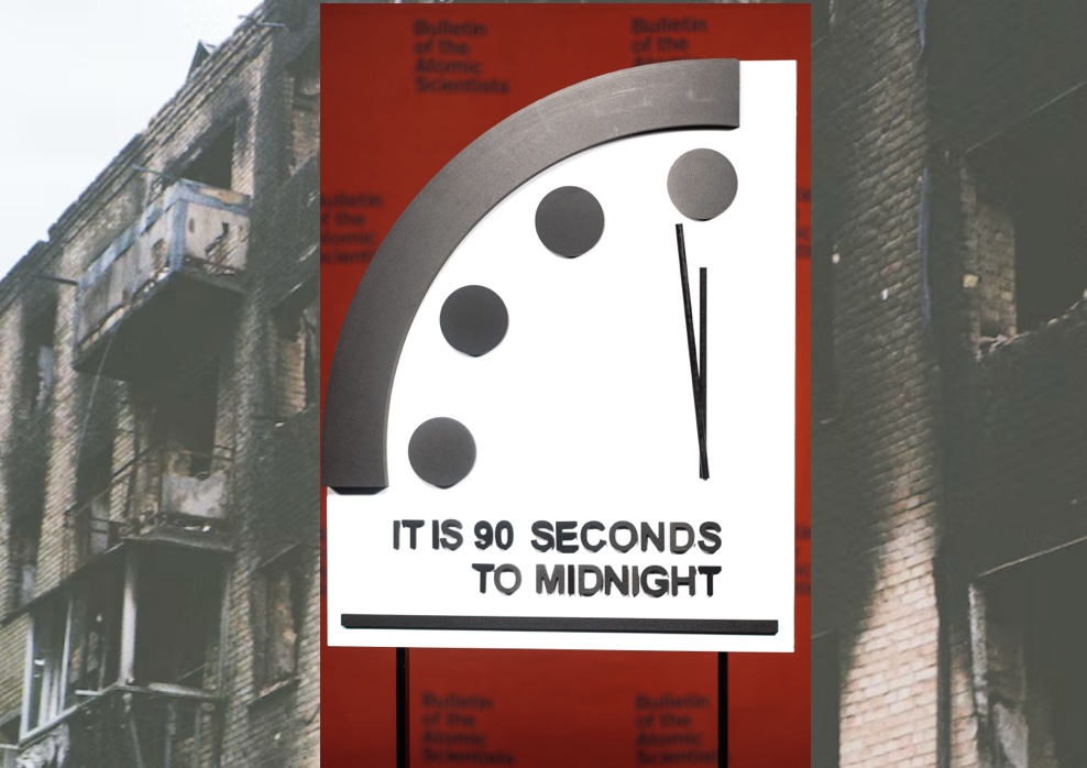 Relógio do Fim do Mundo Doomsday Clock guerra Ucrânia Rússia