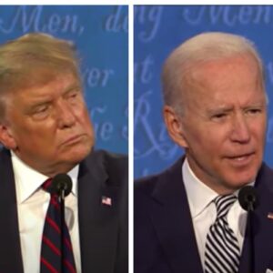 Donald Trump e Joe Biden em debate eleitoral na campanha de 2020