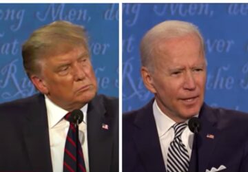 Donald Trump e Joe Biden em debate eleitoral na campanha de 2020