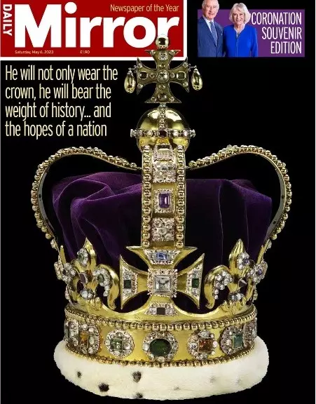 Capa jornal coroação rei Charles III Daily Mirror
