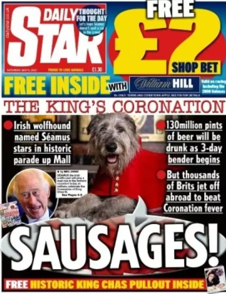 Capa jornal coroação rei Charles III Daily Star