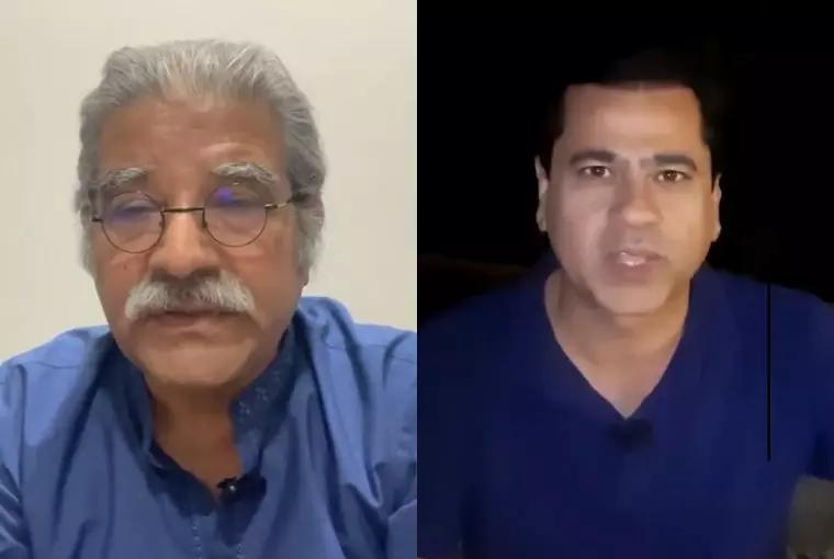 montagem mostra jornalistas paquistaneses Sami Abraham e Imran Riaz