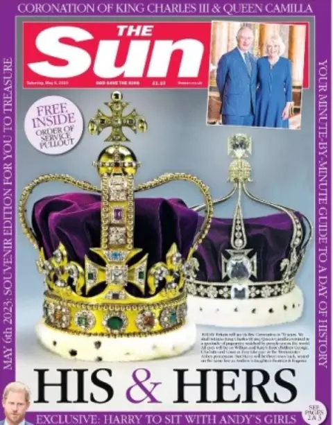 Capa jornal coroação rei Charles III The Sun
