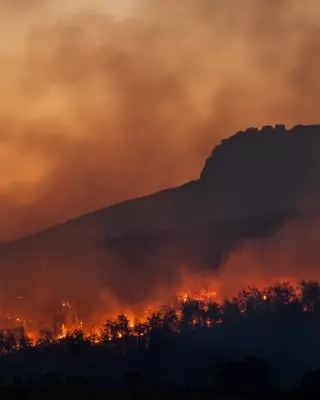 Incêndio florestal devido às ondas de calor e mudanças climáticas