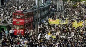 Em julho de 2019 protestos pró-democracia tomaram a ruas de Hong Kong