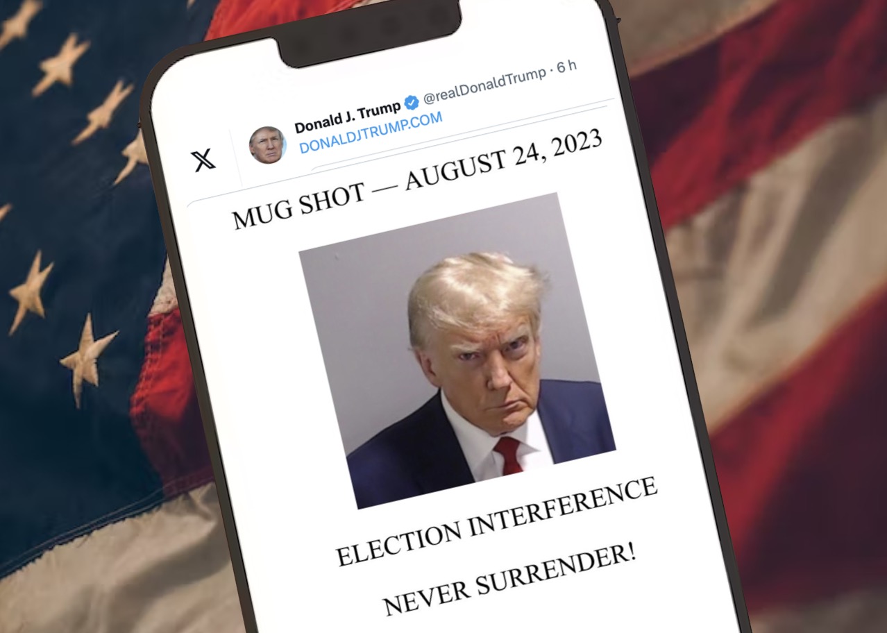 Donald Trump posta no Twitter a foto de seu indiciamento, chamada mug shot
