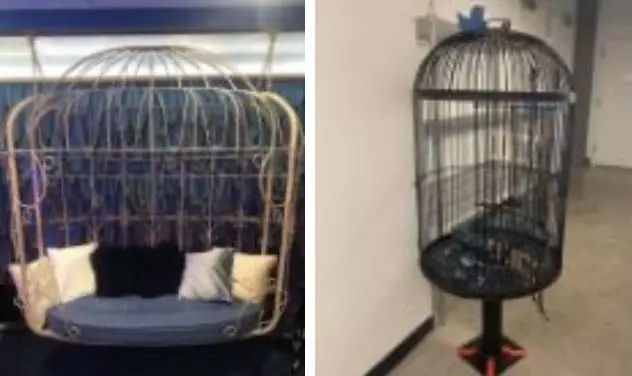 Gaiolas do pássaro azul do Twitter decorativas oferecidas em leilão nos EUA