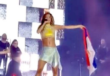 Cantora Rita Ora enfrenta críticas por exibir bandeira da Sérvia em show