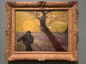 Foto do quadro The Sower, pintado por Vincent Van Gogh em 1888, apresentado na exposição Poets & Lovers da National Gallery London