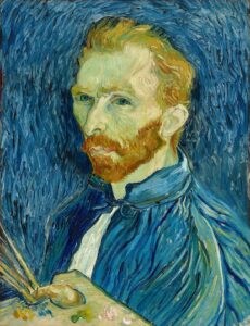 Foto do quadro Self-Portrait, pintado por Vincent Van Gogh em 1889, apresentado na exposição Poets and Lovers da National Gallery London