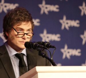 Javier Milei, presidente da Argentina, em discurso