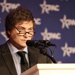 Javier Milei, presidente da Argentina, em discurso