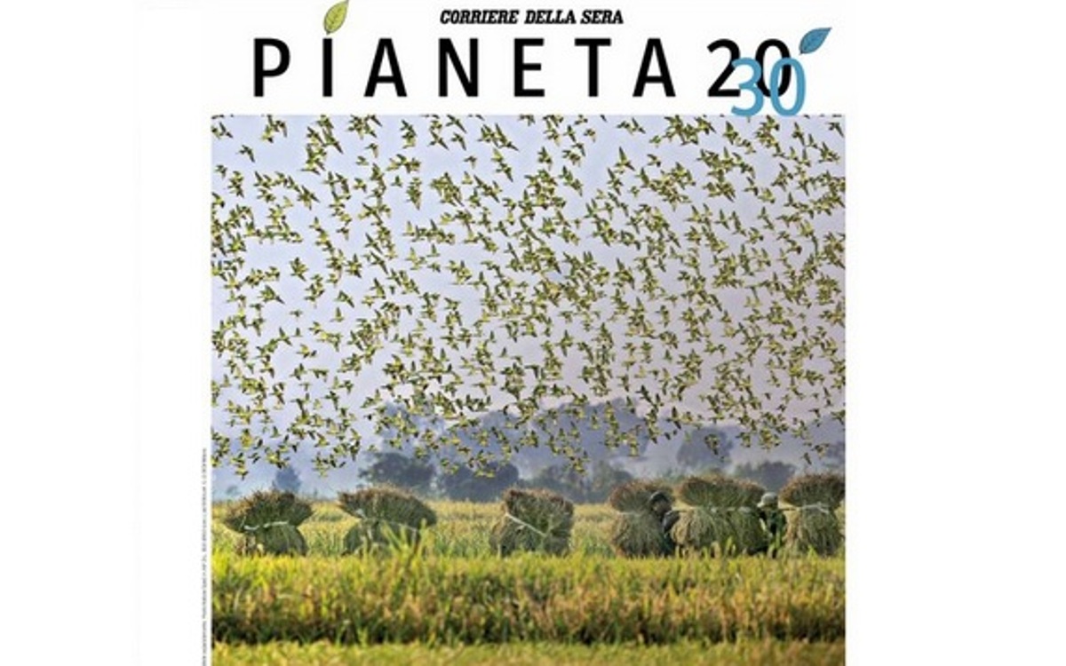 Capa de uma edição do Planeta 2030 do Corriere della Sera que pauta matéria sobre a crise climática