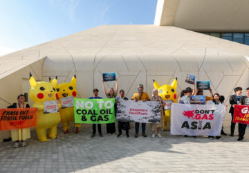 Protesto de ativistas contra combustíveis fósseis na COP28