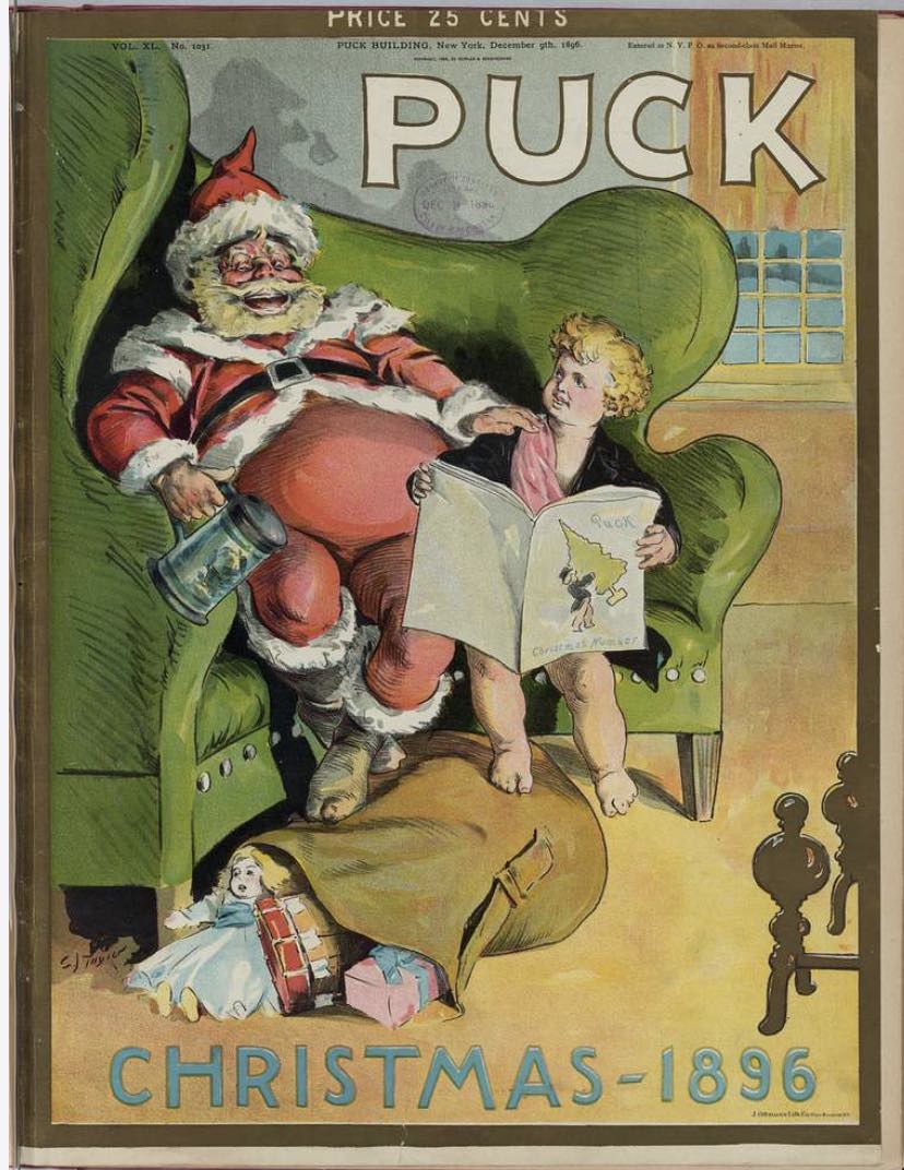 Revista Puck vintage com imagem antiga de Papai Noel 