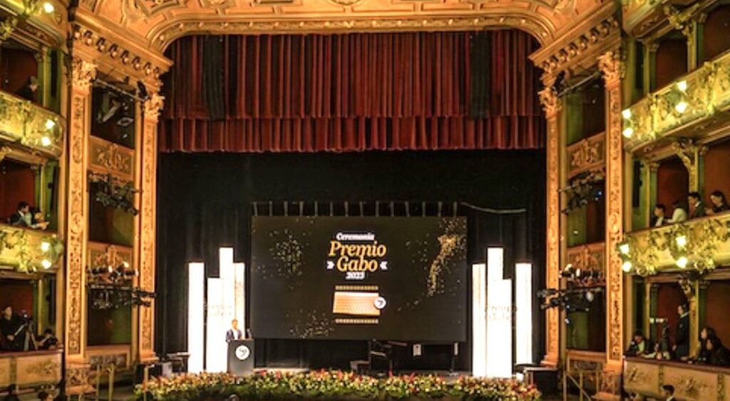 Cerimônia de premiação do Prêmio Gabo de Jornalismo, em Bogotá