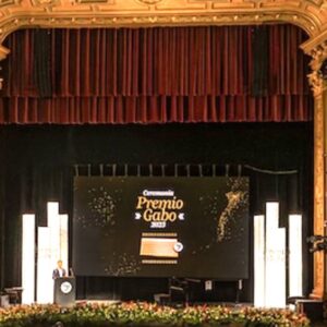 Cerimônia de premiação do Prêmio Gabo de Jornalismo, em Bogotá