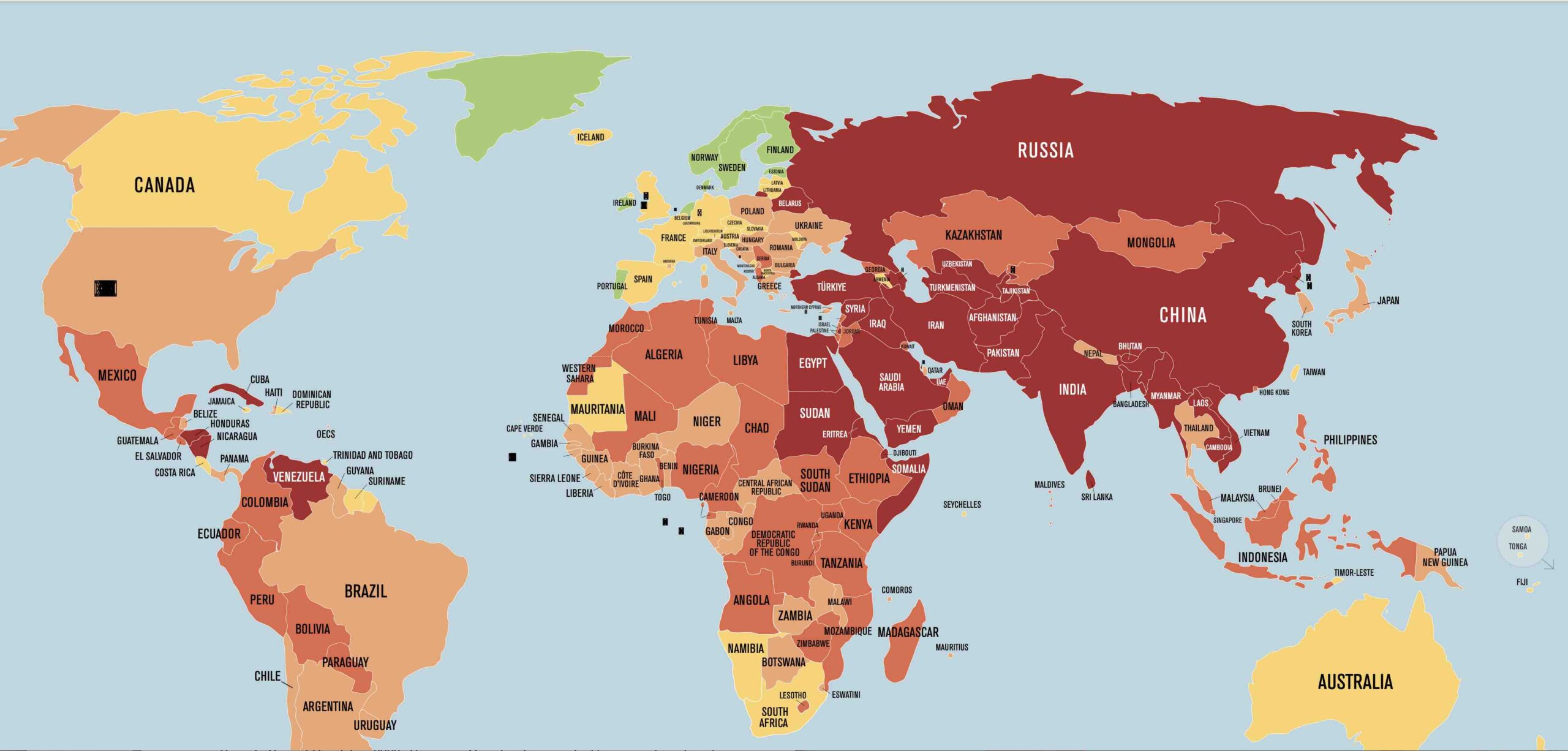 Mapa ranking liberdade de imprensa 2024 Repórteres Sem Fronteiras 