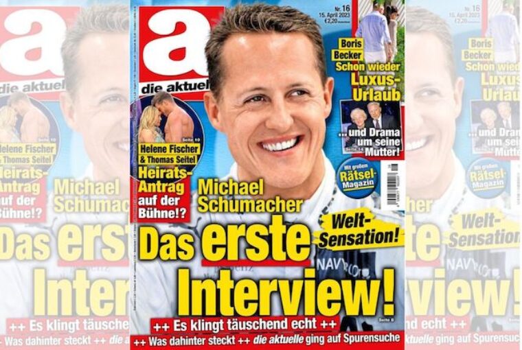 Capa de revista alemã Schumacher entrevista feita com IA