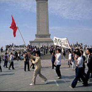 Manifestantes na praça Tiananmen, em Pequim