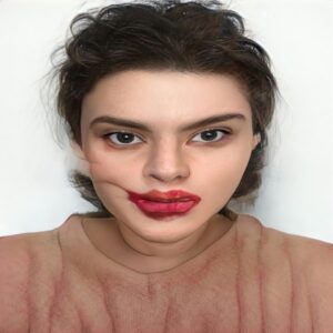 Retrato gerado por IA mostra rosto de mulher com o batom borrado