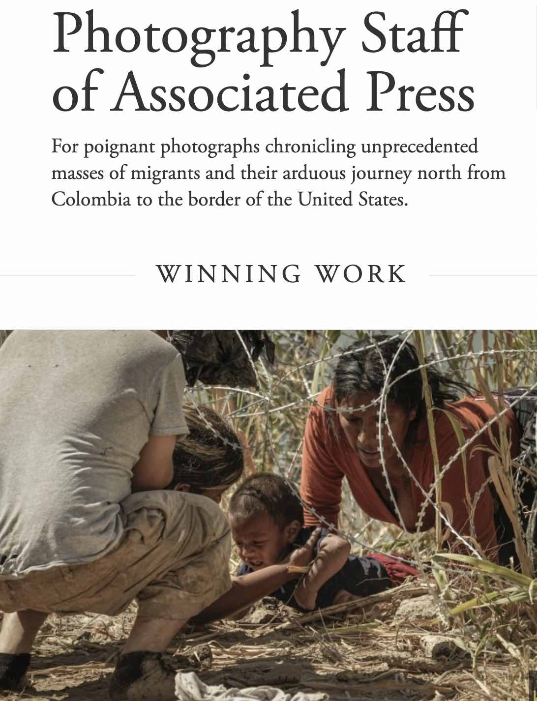 Pulitzer foto premiada imigração ilegal 